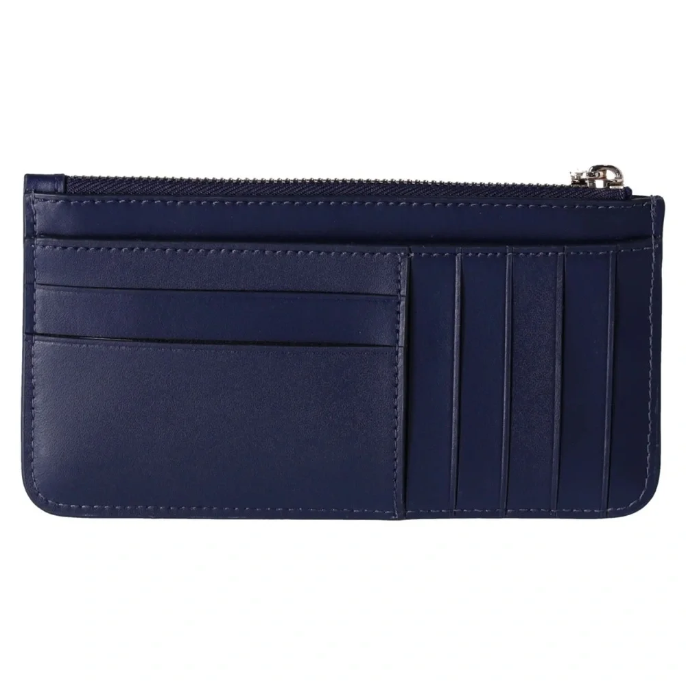 Kate Spade Winter Wonders Large Slim Card Holder Wallet Leather Holidays Navy